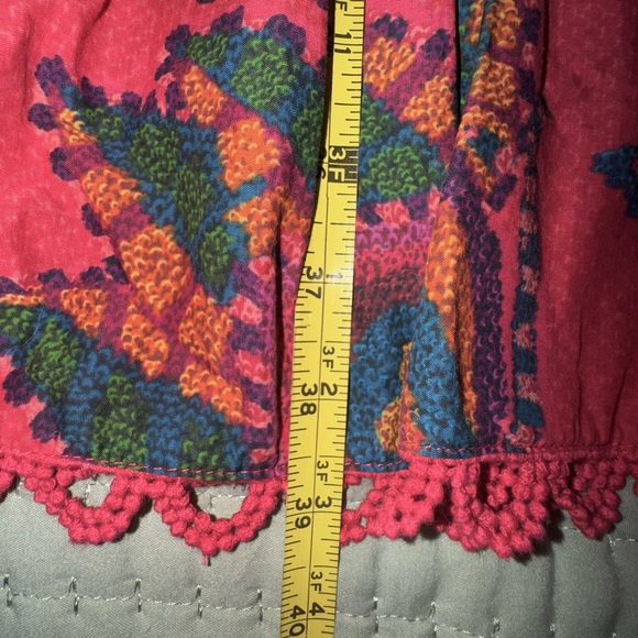 FARM Rio Sunset Tapestry Blush Mini in Red Smocked Cotton Dress size Large EUC - Picture 5 of 12